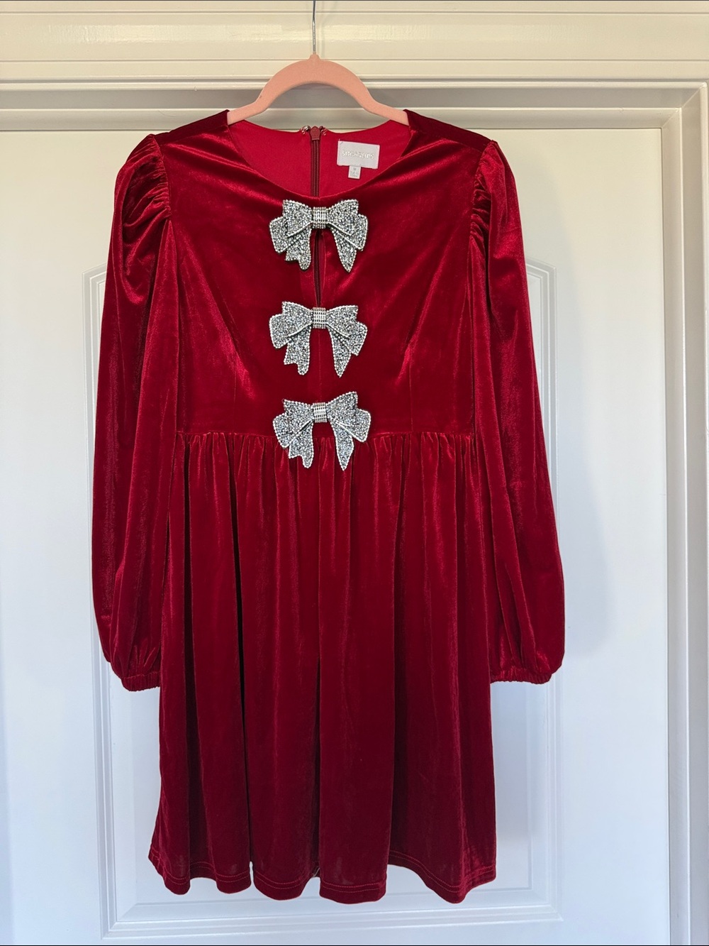 Sugarlips Red Velvet Dress with Sparkle Bows - Brand: